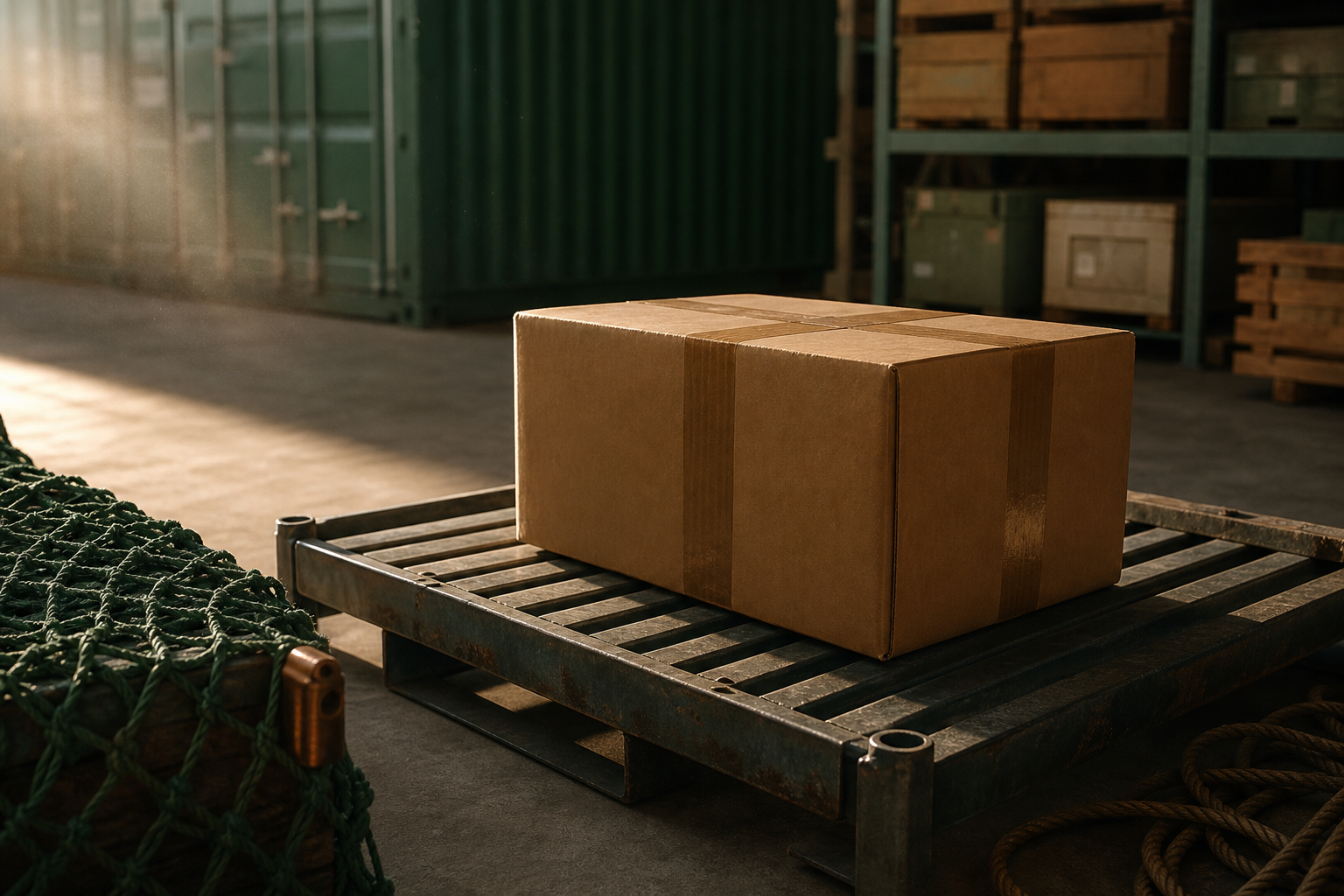 A parcel routed by sea line because it contains restricted items like a power bank or perfume